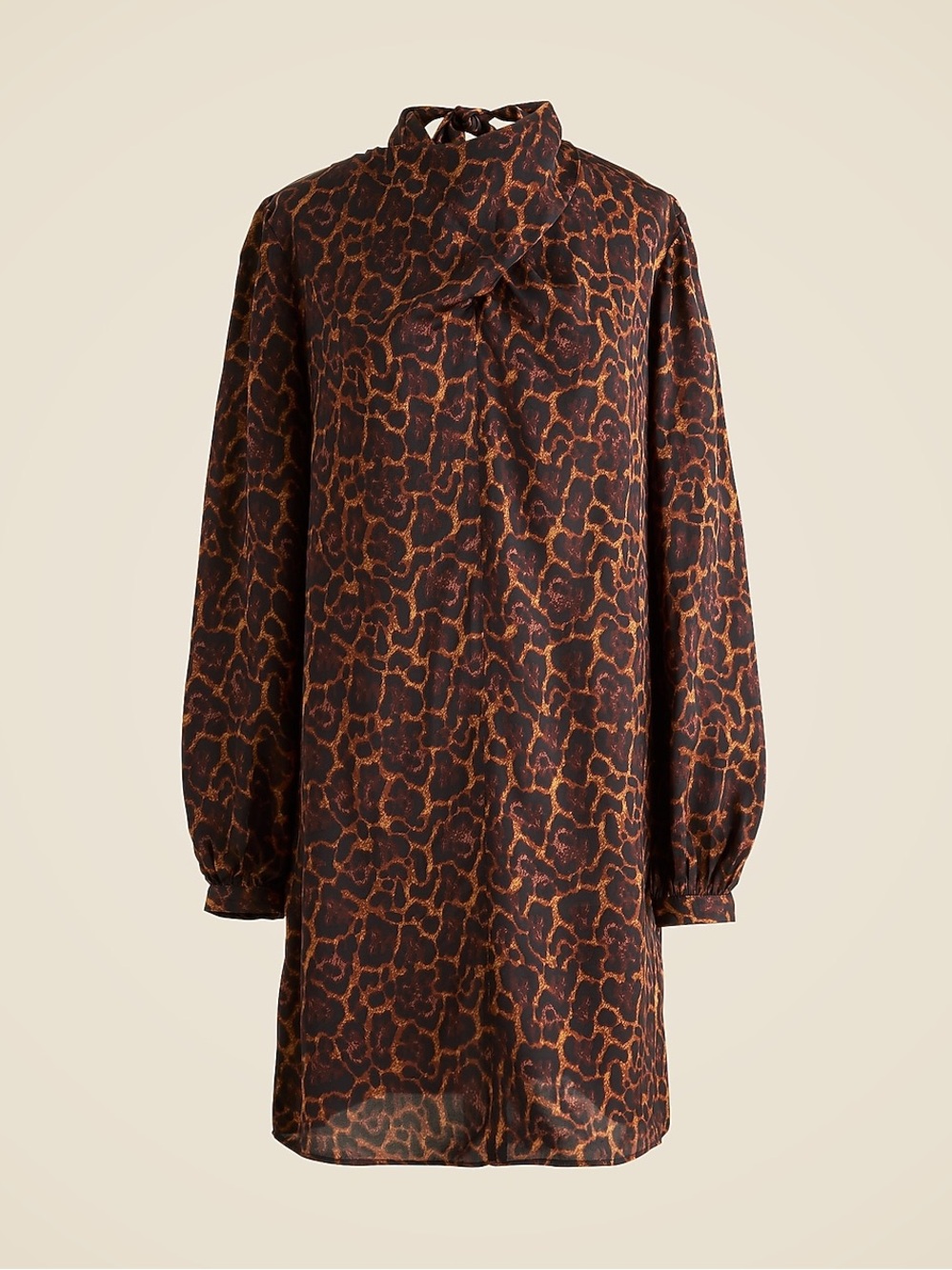 J. Crew Long Sleeve Animal Print Shift Dress in Black and Brown